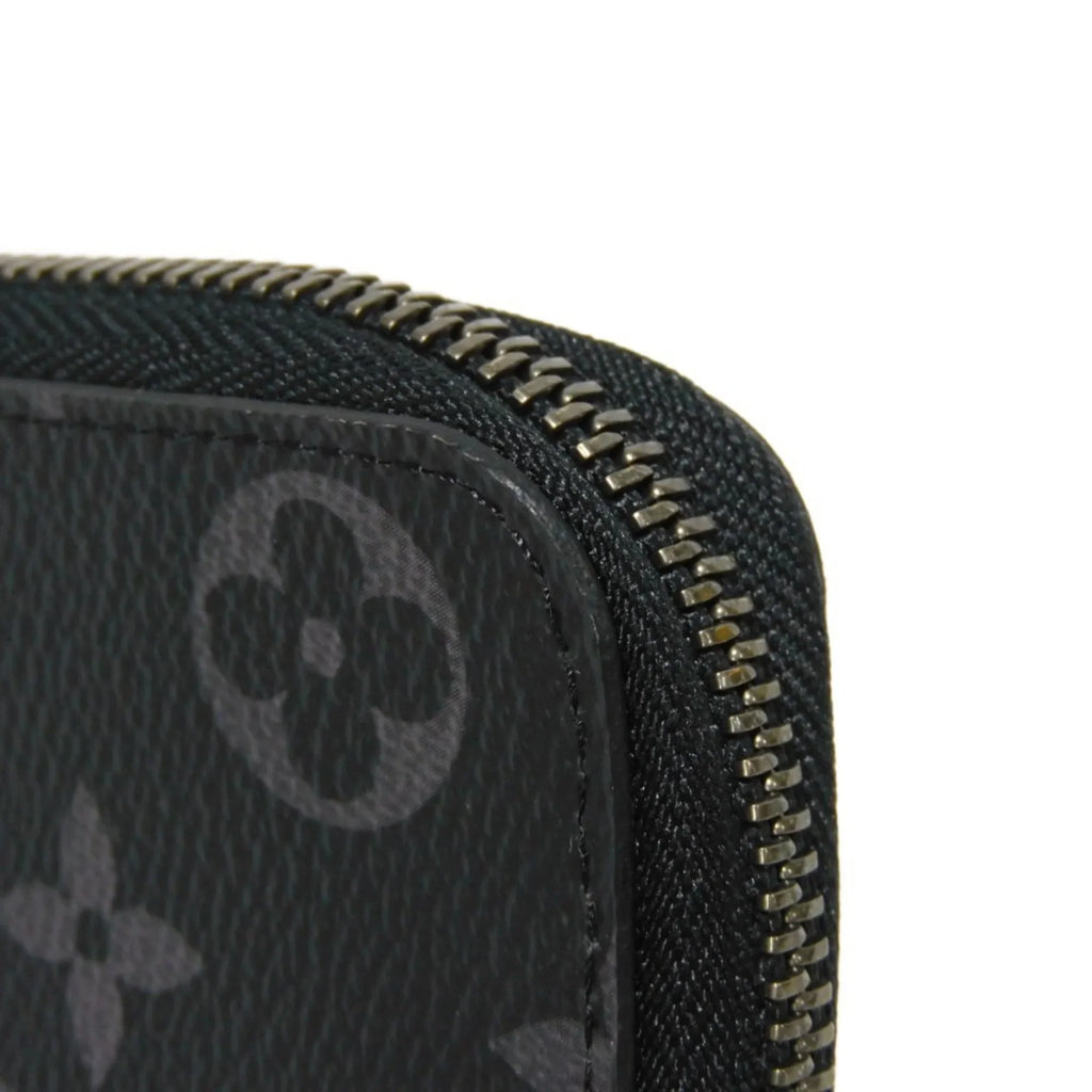 Monogram Billfold Round Men's LV Zipper Logo (Good) VUITTON Eclipse LOUIS Pre-Owned Noir Long Zippy Vertical Wallet M62295