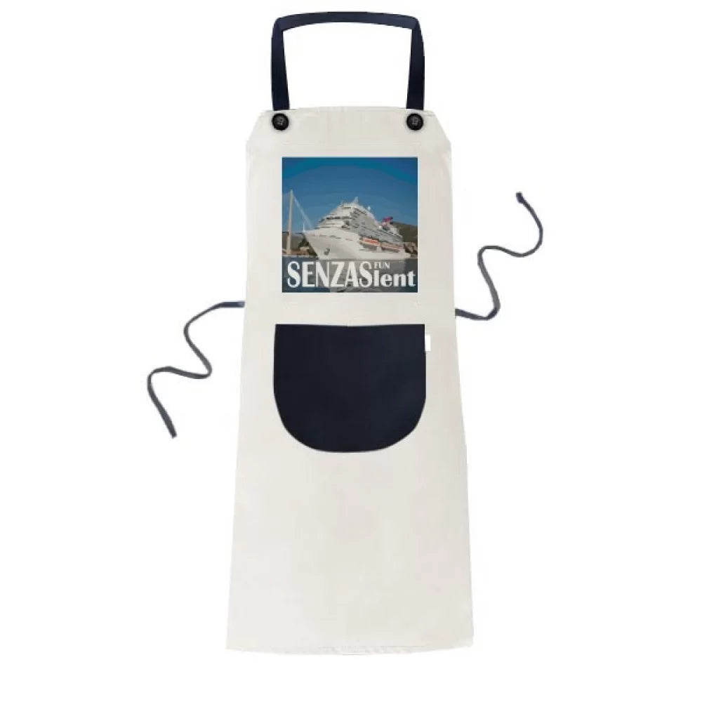 Ship Poster Apron Pocket Bib Linen BBQ Adjustable Kitchen Cotton Luxury Cruise Pinafore Giant
