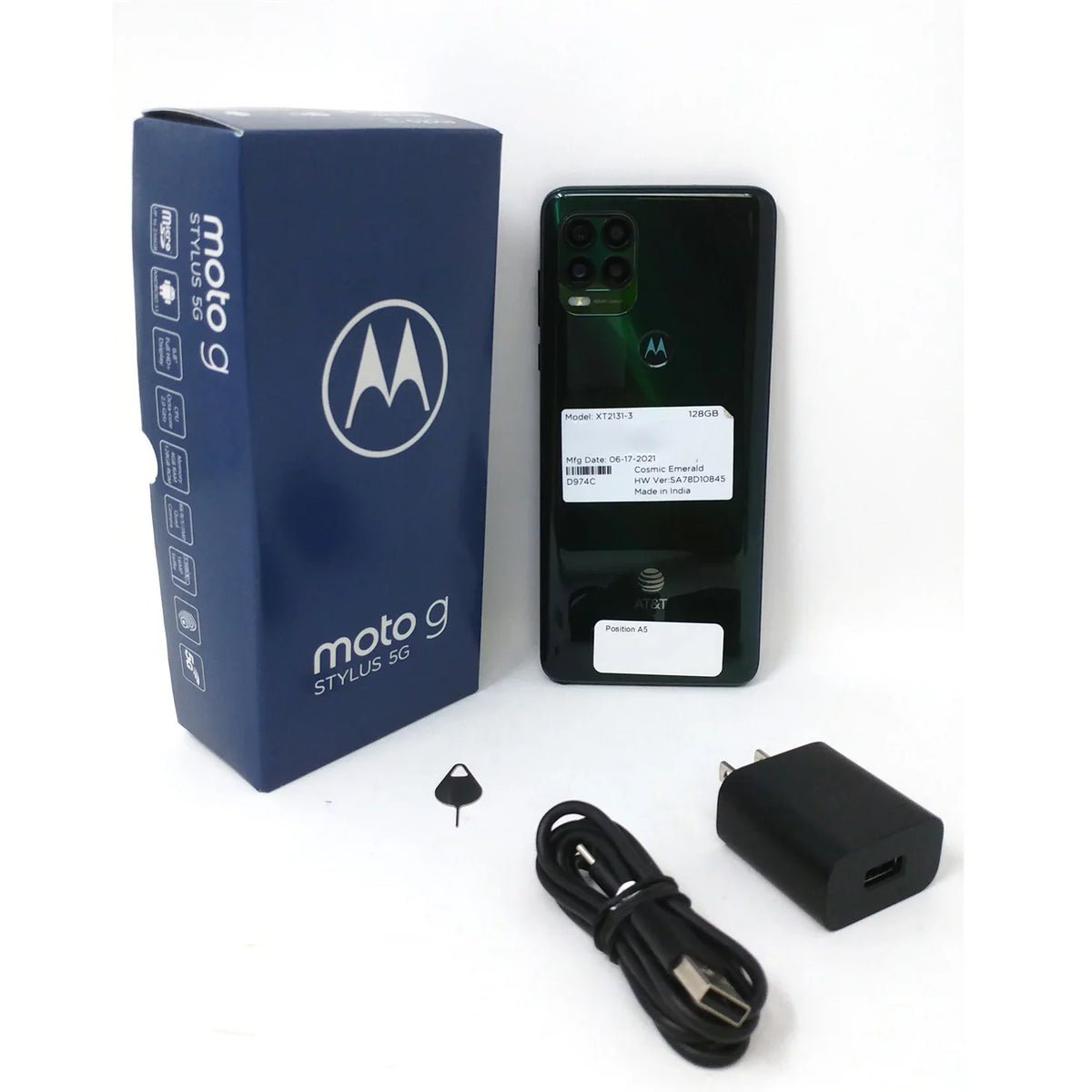Box - Emerald XT2131-3 RAM Phone 128GB Cosmic G Unlocked 4GB 2021 Motorola 5G Moto 6.8" Open Stylus