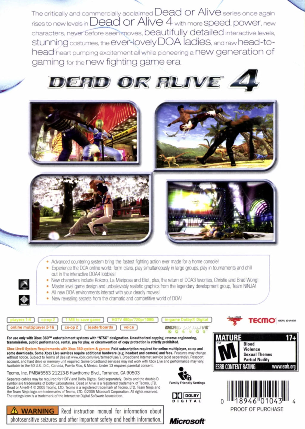 Koei Dead Alive (Xbox 4 360) or Tecmo