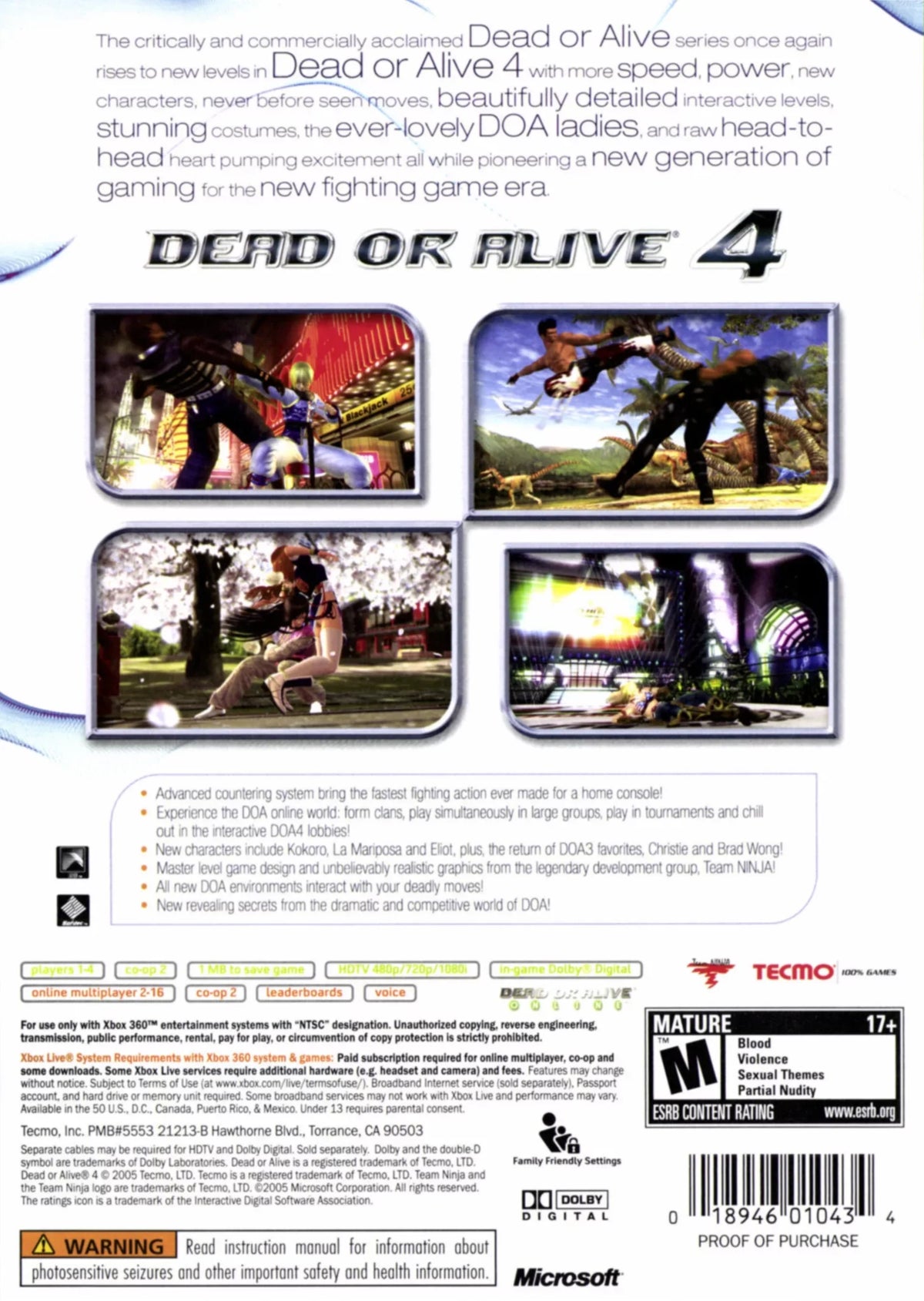 Koei Dead Alive (Xbox 4 360) or Tecmo