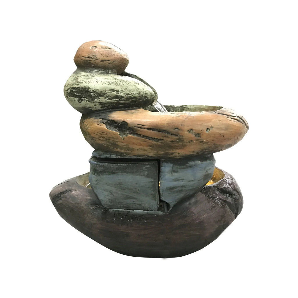 Lights Stone Warm With Fountain Multicolour Tabletop LED White