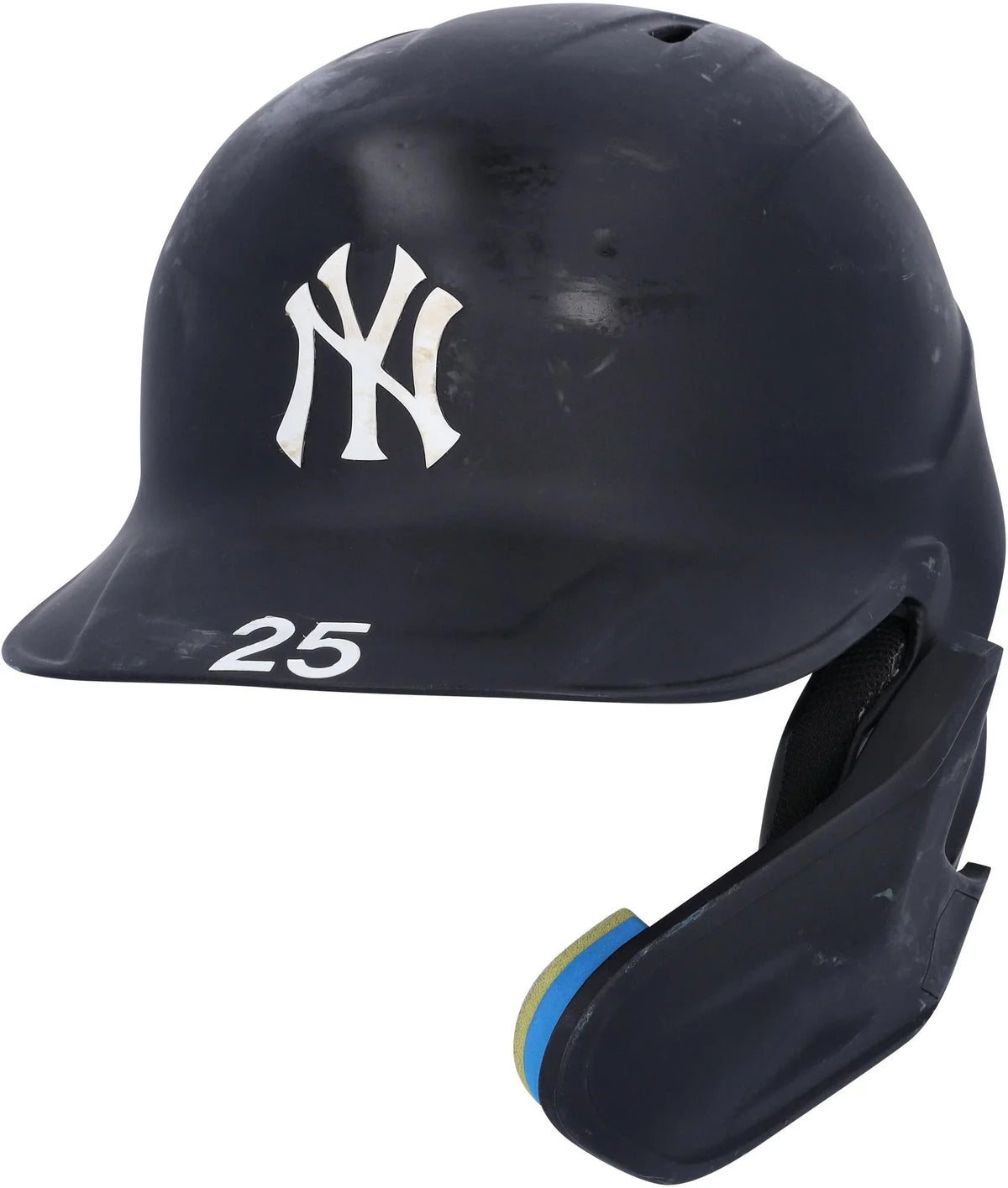 York Worn September Played Batting 15, on 2022 8, and April Certified New - Torres 10 Helmet Gleyber #25 30, Fanatics June Yankees Game-Used During Games Navy Authentic October 22,