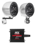 Amp Audio Tower (2) For 4" 2-Channel Polk Chrome ATV/UTVCART Speakers+MTX