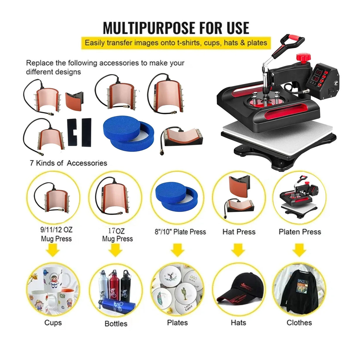 Precise Transfer Printing, Digital Banner Heat Printer, 1, T-Shirts, Canvas LCD Transfer Control in Press Red Vinyl Pillow, 360 Inches 12 8 Printer Sublimation Machine x Bag, Away Swing for 15