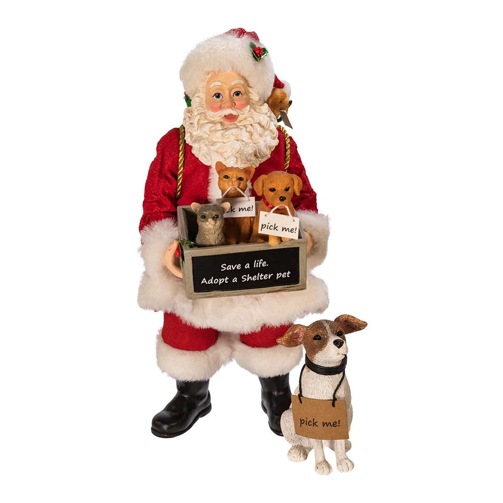 2 Adler Fabriché™ 10.5-Inch Adopt-a-Pet Dog, Santa Piece with Kurt Set