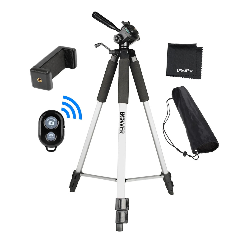 Bonus Control Compatible Includes Universal UltraPro 59" Aluminum Camera iPhone/Android Full-Size + Smartphone Microfiber with Phone, UltraPro Cleaning Tripod Inch with Mount Cloth Remote Cell