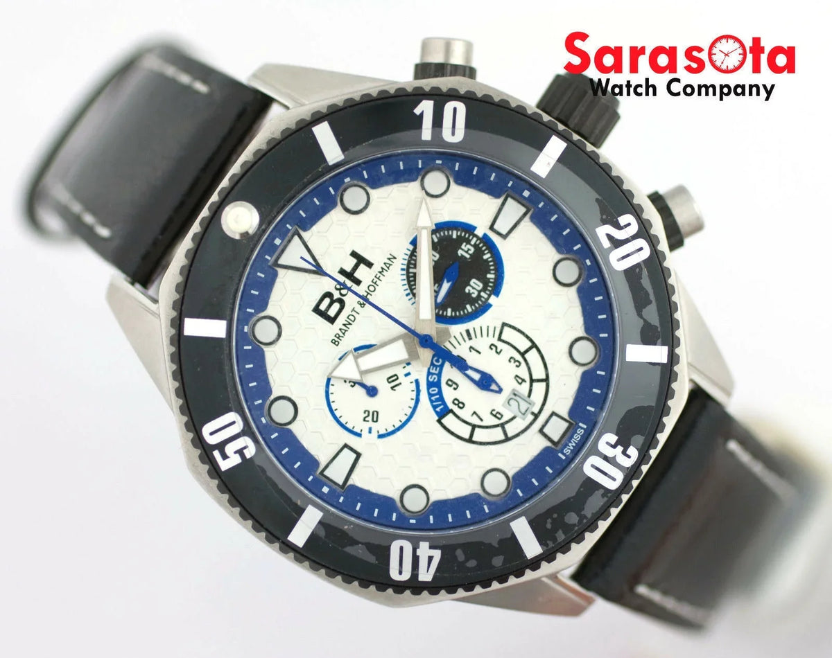 Leather Watch Dunbar Quartz &amp; Brandt 14060 Swiss Hoffman Chronograph B&amp;H Men's