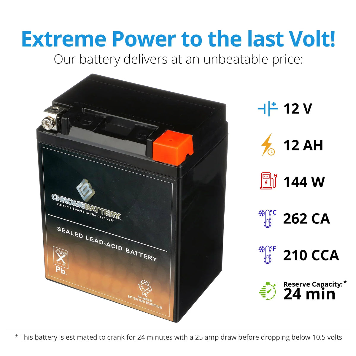 Chrome Battery for Ah, 210 YTX14AHL-BS 1993 CCA) 500cc Ex500-a Motorcycle 12 Volt,12 Battery (14AHL-BS Kawasaki