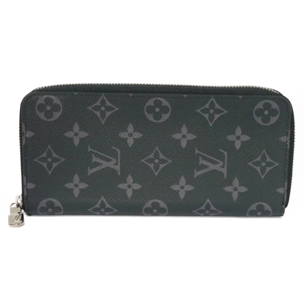 Monogram Billfold Round Men's LV Zipper Logo (Good) VUITTON Eclipse LOUIS Pre-Owned Noir Long Zippy Vertical Wallet M62295