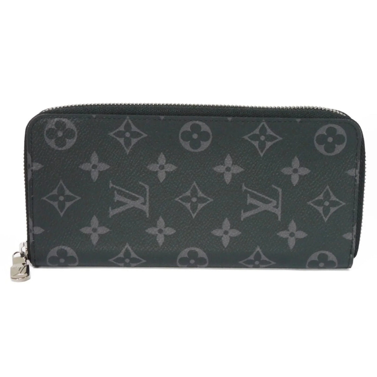 Monogram Billfold Round Men's LV Zipper Logo (Good) VUITTON Eclipse LOUIS Pre-Owned Noir Long Zippy Vertical Wallet M62295