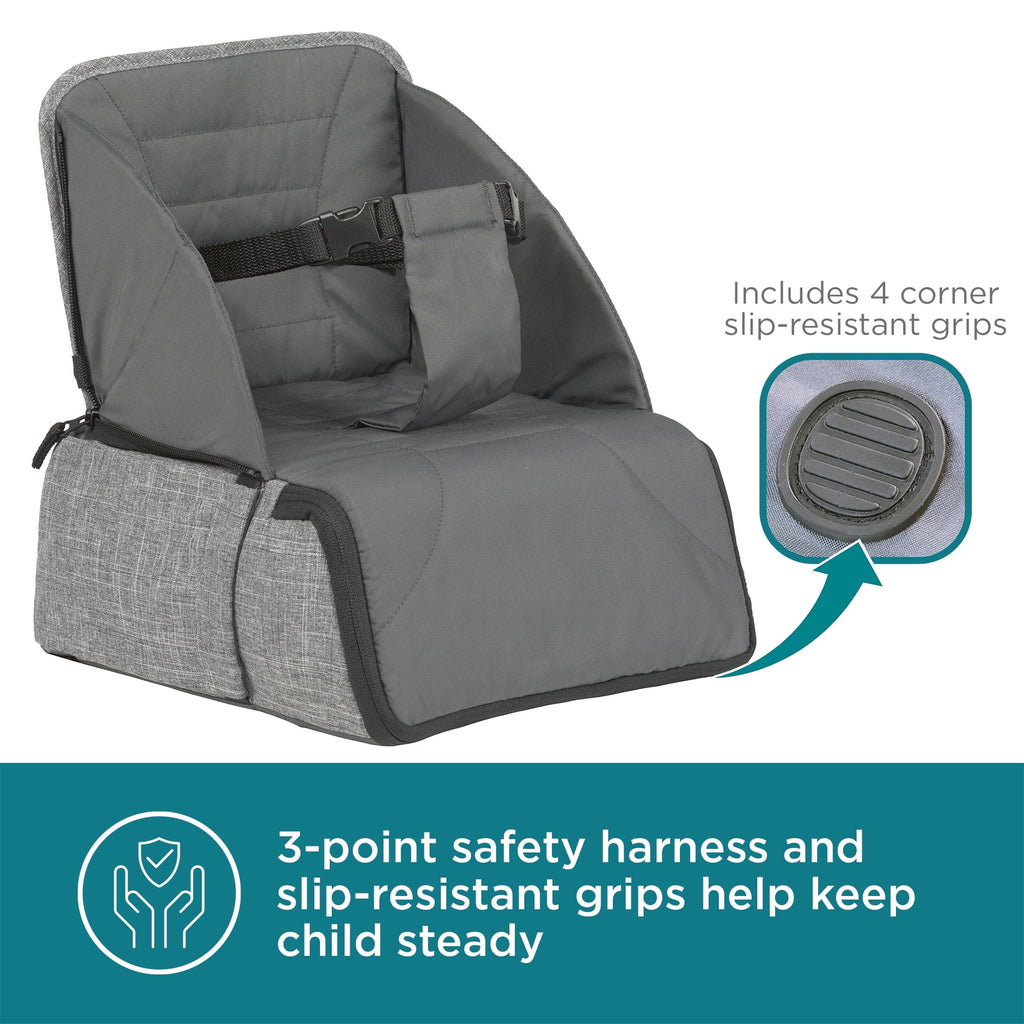Booster Contours Portable Seat Bag, Gray Diaper Explore Backpack 2-in-1 and