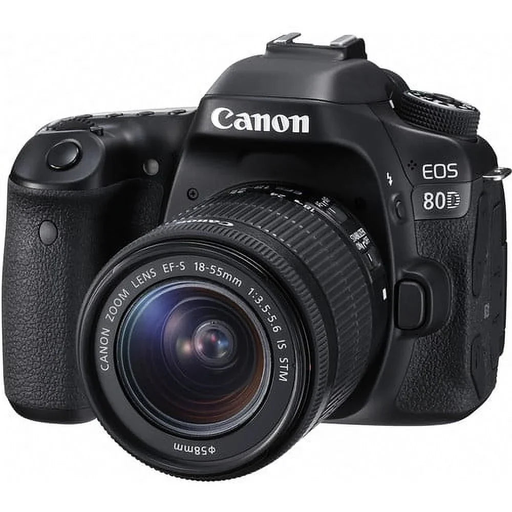 24.2MP CMOS 6 EOS Camera DSLR processor APS-C sensor 80D Bundle Advanced Lens+ DIGIC and image Canon 18-55mm with