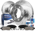 2015 2014 Ceramic Axle for Brakes Drilled Brake 2012 - 2017 & Detroit Rotors Replacement 2013 2500 Kit 2019 Sierra Chevy 2018 2011 Pads Brake HD 2016 Slotted 3500 11-19 GMC Front Silverado