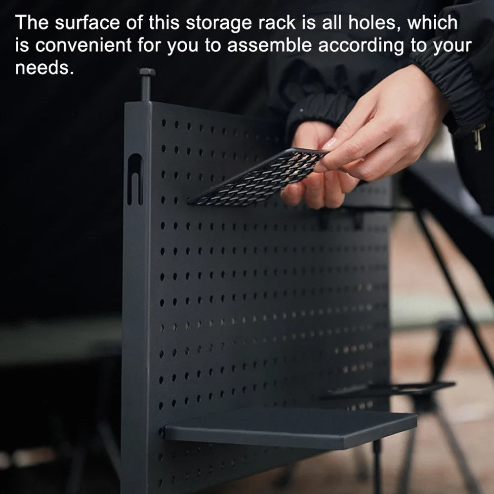 Picnic Radirus and Display Bowls Storage Portable BBQ Shelf for Rack, Hole Multifunctional Cups Board Camping