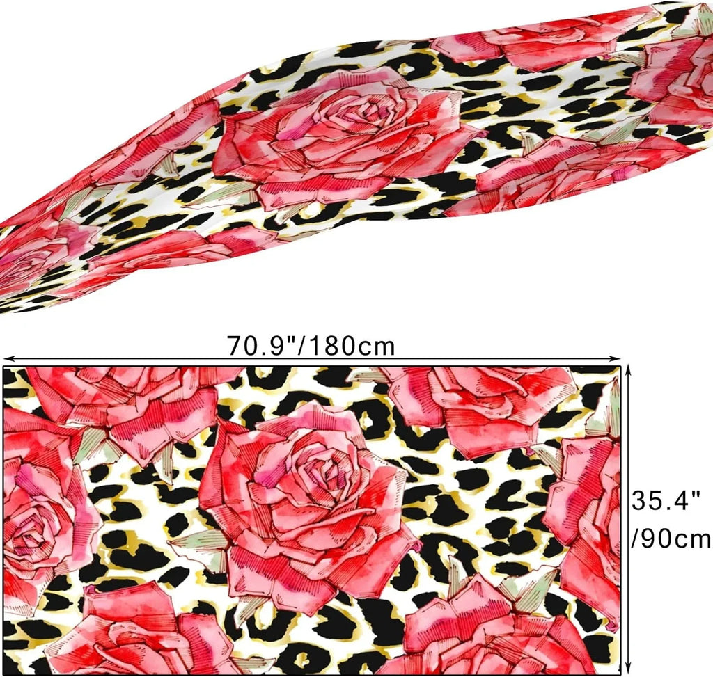Girls Wrap Scarf Silk Hyjoy for Women Neck Roses Watercolor Scarves Long Print Shawl Lightweight Red