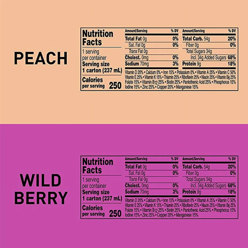 2-Variety and Count Peach Boost 8 Cartons Case, Flavors, Breeze, 24 Wildberry oz. fl.