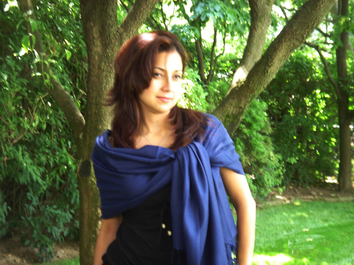 Shawl/Cashmere/Cashmere Scarf/Scarves/Shawl/Shawls/Stole/Wrap/Pashmina Navy) (Inky Scarf/Wool/Silk Scarf/Pashmina