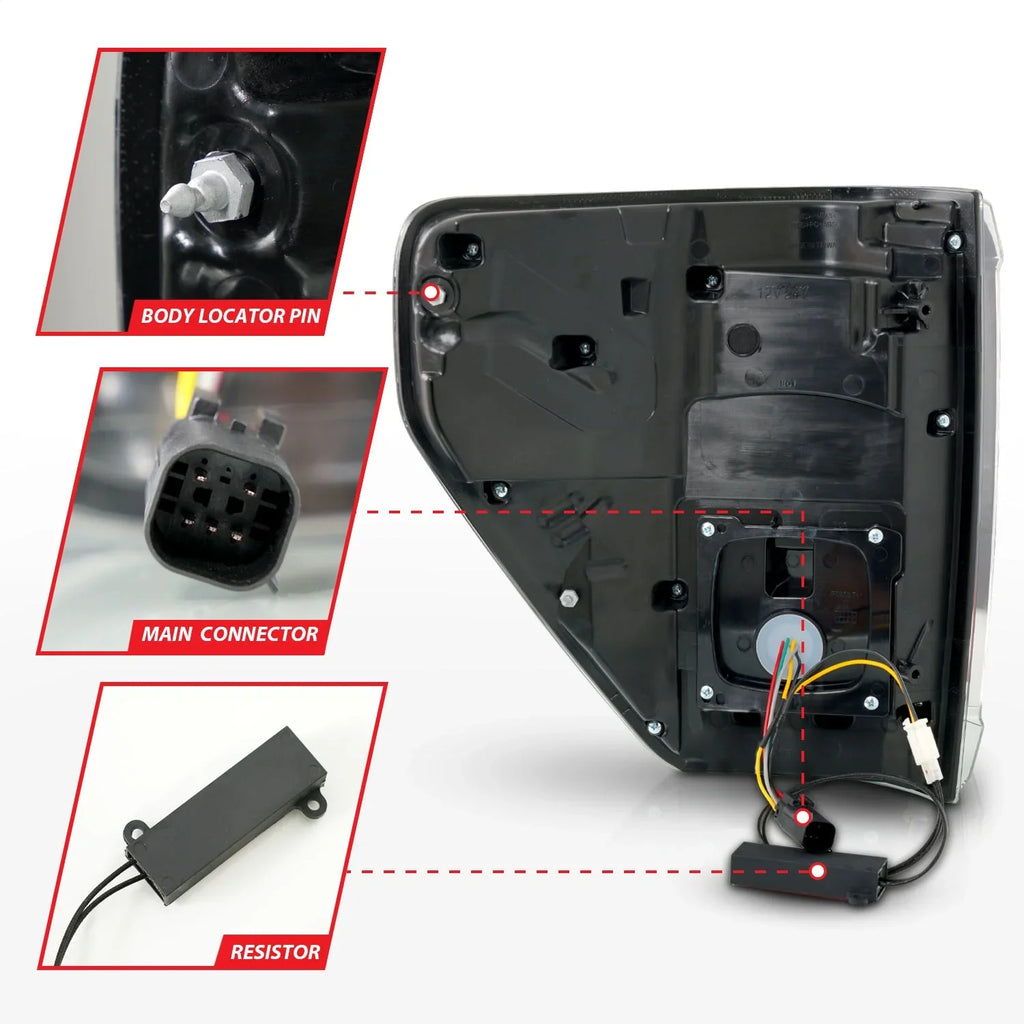 FORD Cover CAB F150, Fits ANZO F-150 FORD F150 Seq. Black LED Taillights w/BLIS Ford 2022 2021 - select: 21-23 Housing SUPER Signal