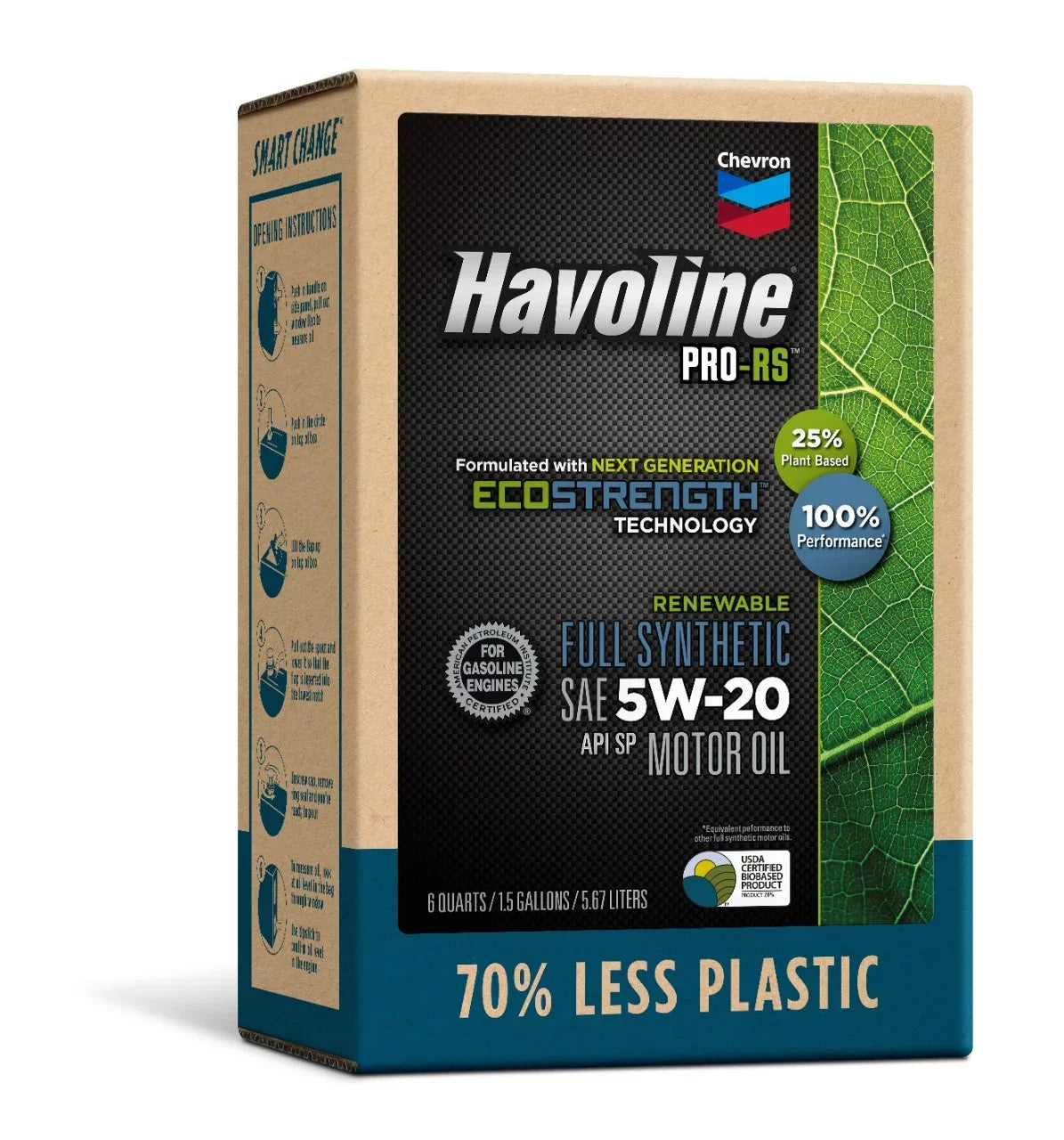 Havoline 6Q PRO-RS Box Smart Synthetic Oil Motor Change 5W-20, Renewable