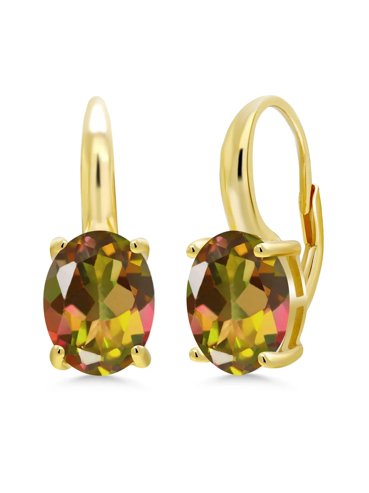 Yellow Mystic Earrings Mango King Topaz Gem Oval Gold Silver Plated Stone Ct 9.00 18K