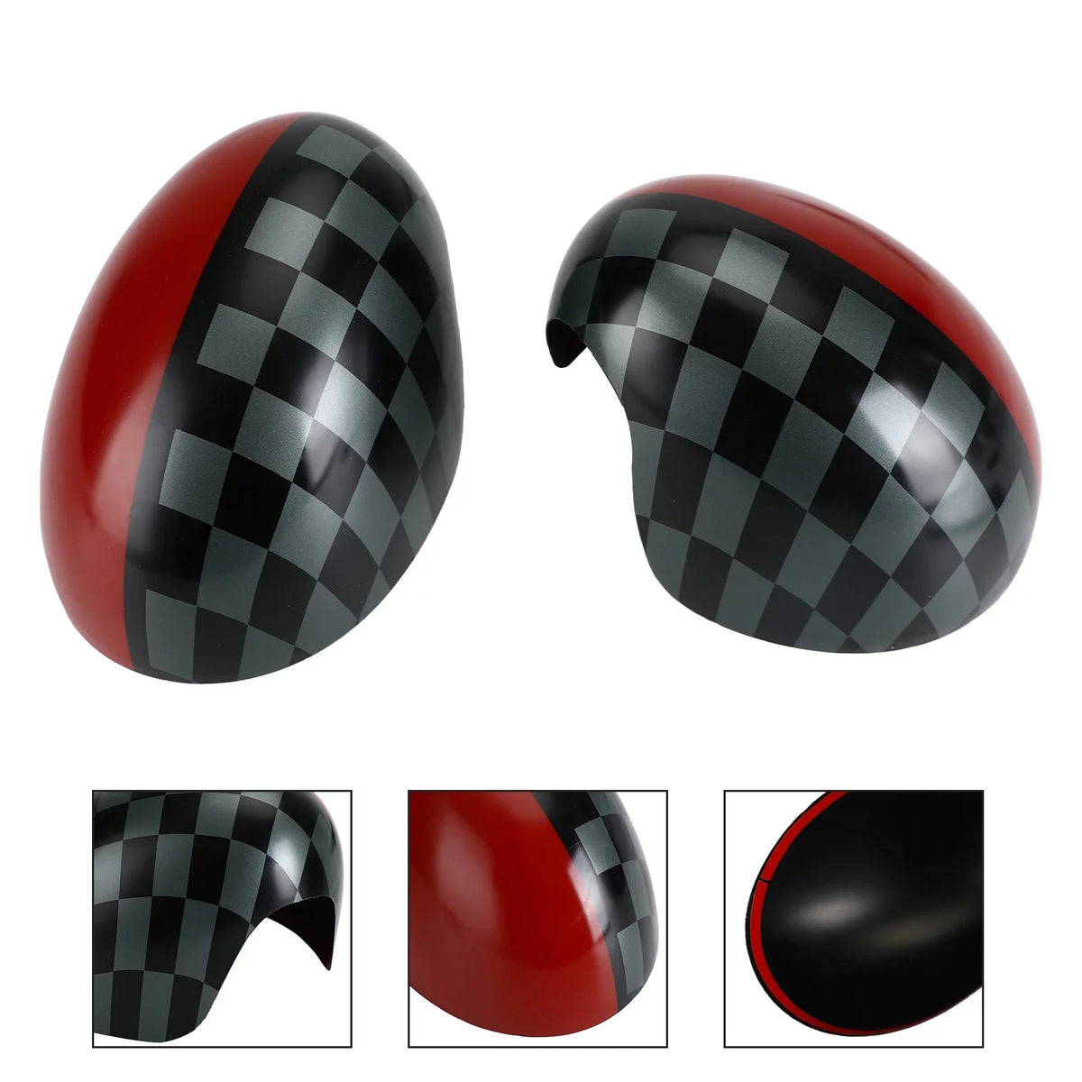 checkered F55 Red Hardtop Mirror F56 for Cover Black/Grey Cooper MINI