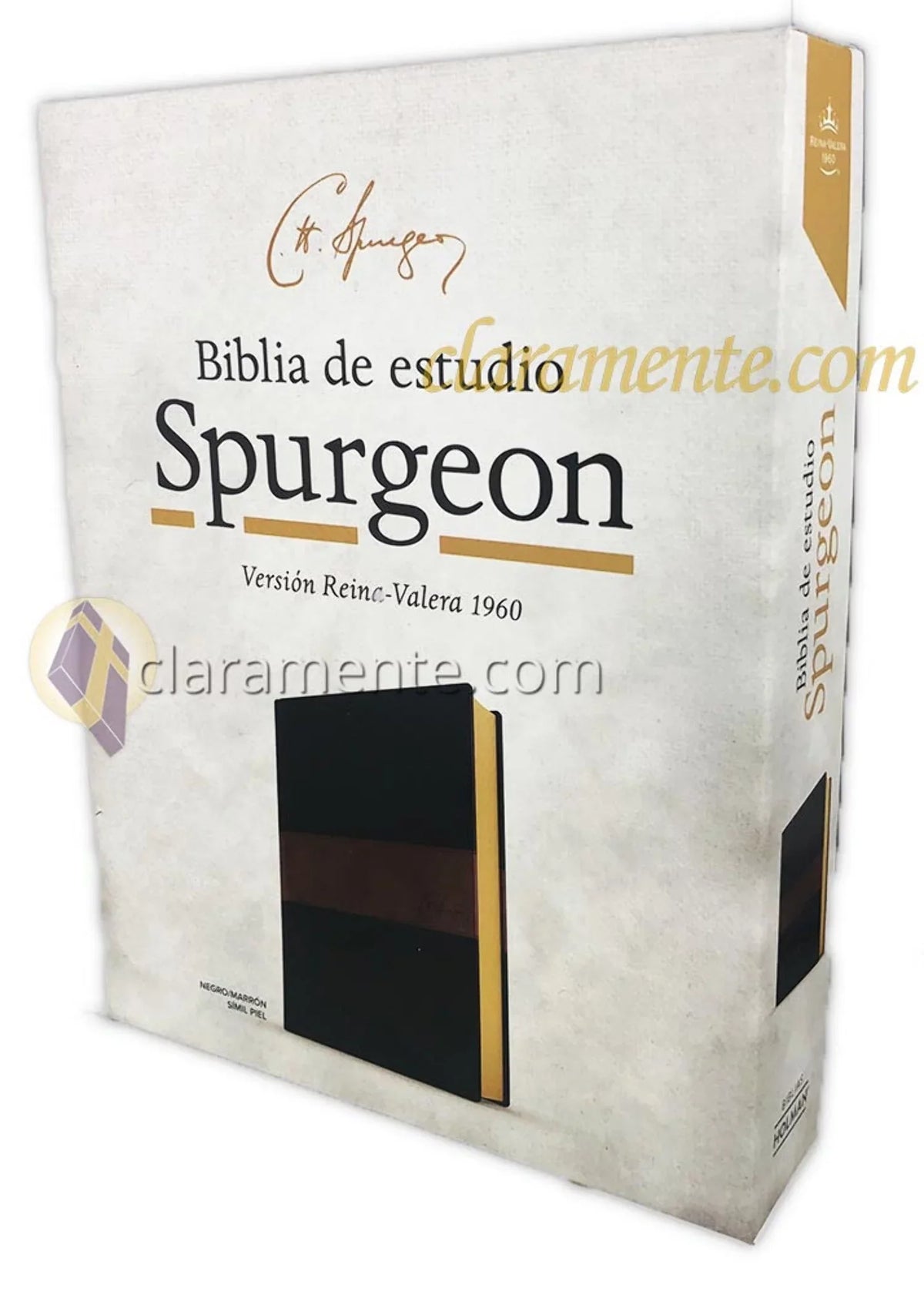 negro/marrón piel (Hardcover) RVR símil de Spurgeon, Biblia estudio 1960