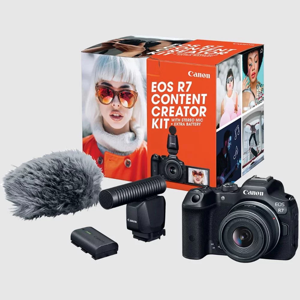 Deco 18-45mm R7 Gear + 5137C055 IS Battery 2 Photography & + Creator Monopod Bag Mirrorless with + EOS Including Software Canon Bundle Content Kit Body + Accessories Microphone Lens Camera STM +