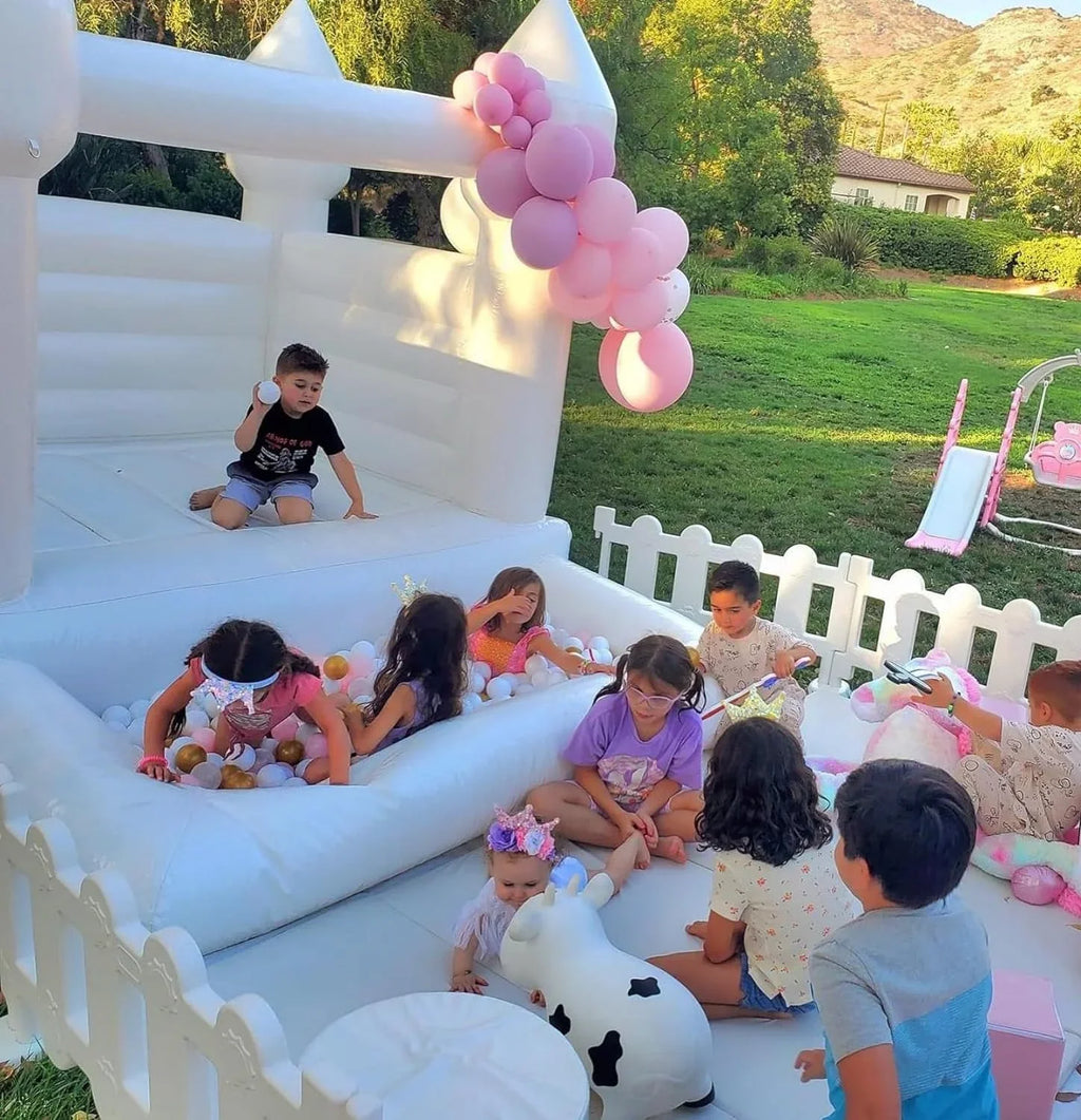 Outdoor & Bounce Jump PVC House Connsann Grade Commericial Blower Pit Castle Party White Indoor Ball with for Kids