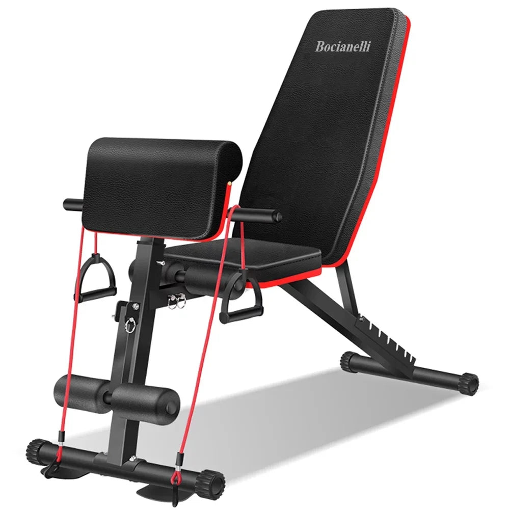 Exercise Machines, Bench Bocianelli with Bench Elastic Weight Adjustable Capacity, Folding Ropes 400lbs