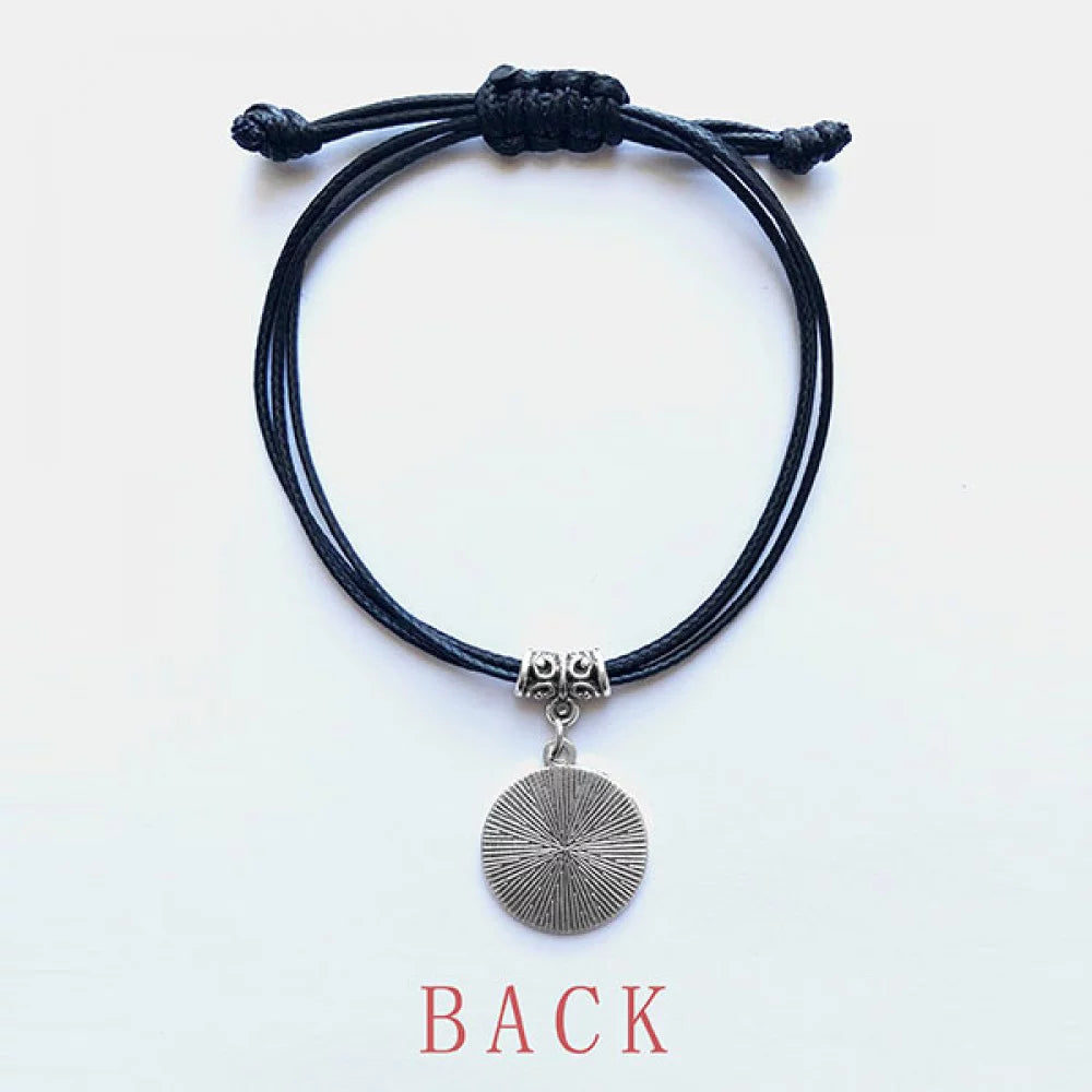 Amusement Facilities Park Black Outline Bracelet Rope Wristband Jewelry Leather