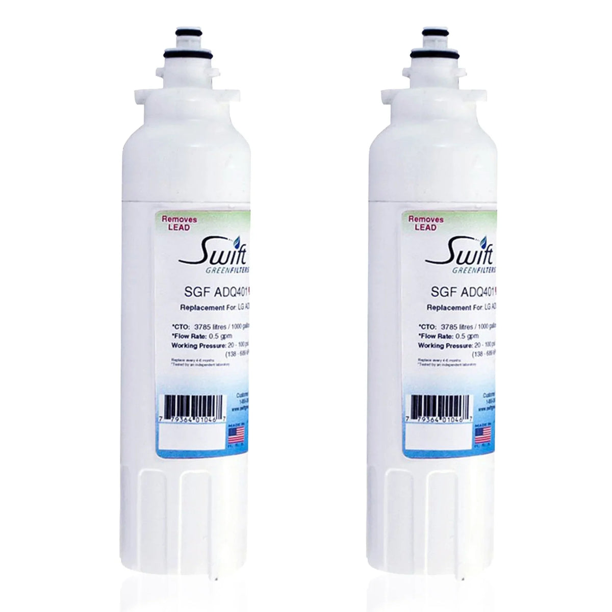 for Water of Rx LG Green Swift Filters(Pack Filters Refrigerators LT800P Pharmaceutical SGF-ADQ401 Replacement 2)