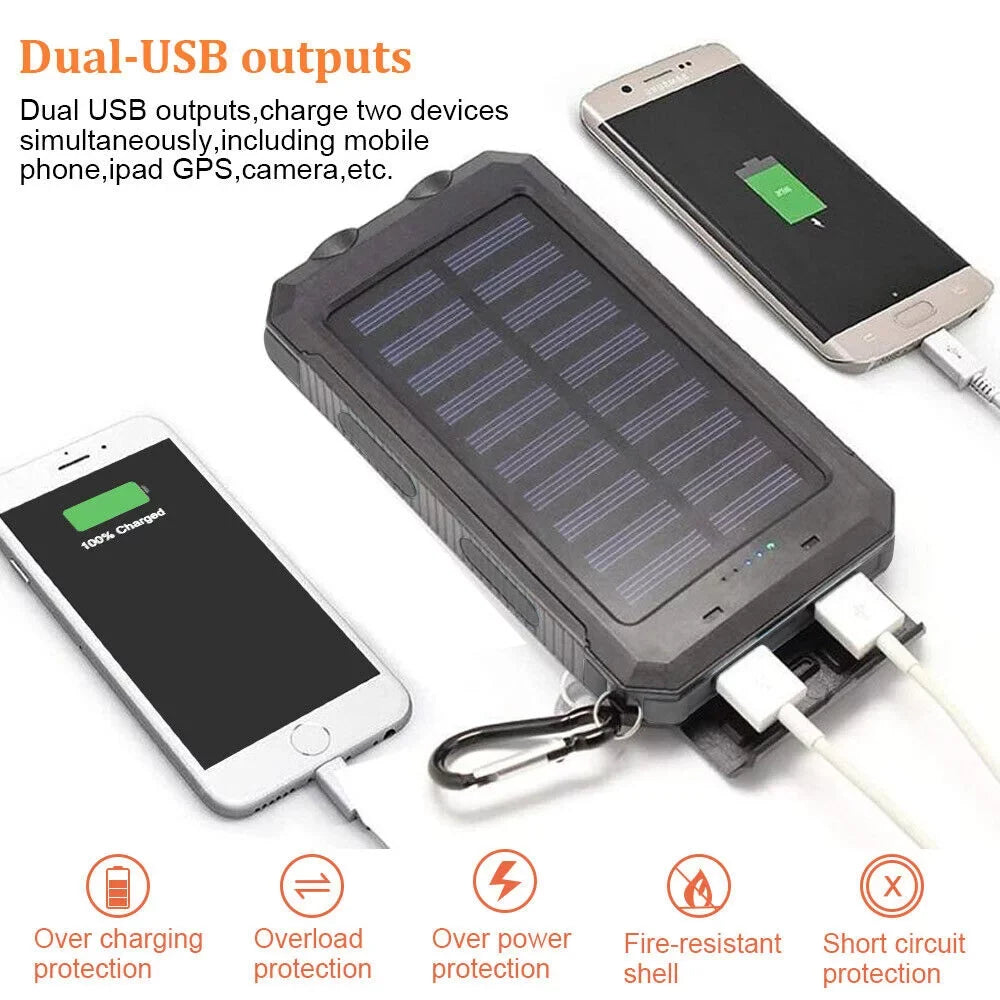 Portable Bank Waterproof US 9000000mAh Power 2023 Charger Battery Solar External