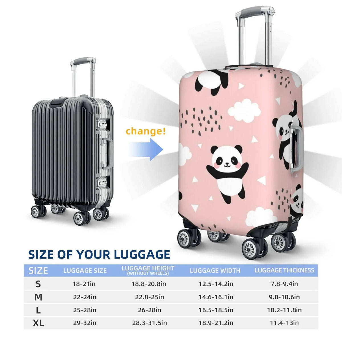 Cover Protector Clouds Anti-Scratch Cover 18-32 Washable The And Star Sky In Suitcase Fits Flying Luggage Panda Between Bingfone Suitcase Cover Luggage Inch