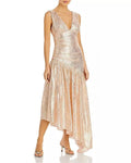 Asymmetric US Ramy Metallic Women's 12 Brook Betsy PINK POWDER Dress,