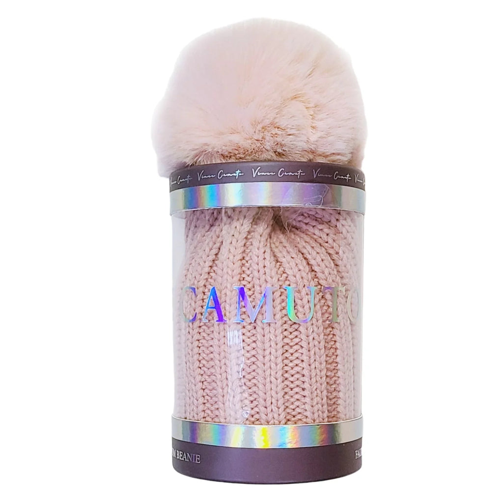 Pom Women's Winter Fur Beanie Box with Faux Hat Vince Camuto Gift