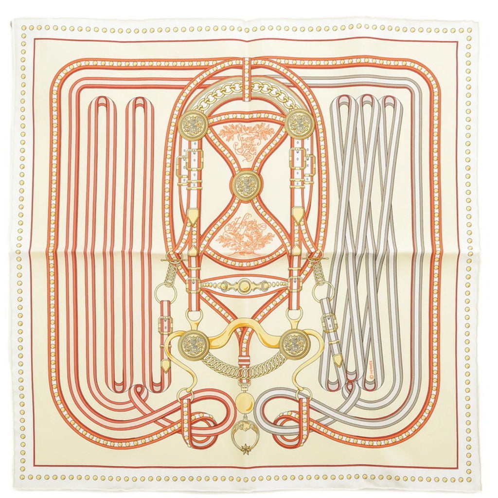 Cream Orange New) White (Like Carre 45 Grand Hermes Gavroche Pre-Owned Scarf Tralala