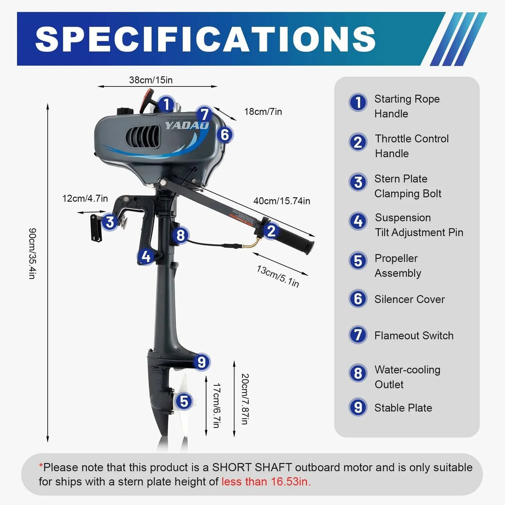 Boat HP System Engine Fishing Boat with 3.5 Outboard Water Motor Engine Cooling 2-Stroke