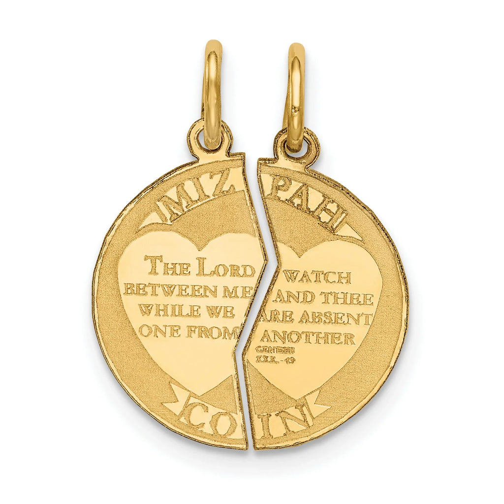14k Words Pendant Apart Mizpah 31:49 22 Yellow Emotional Break 2-Piece on mm 17 Coin mm Genesis Bond Round x Gold