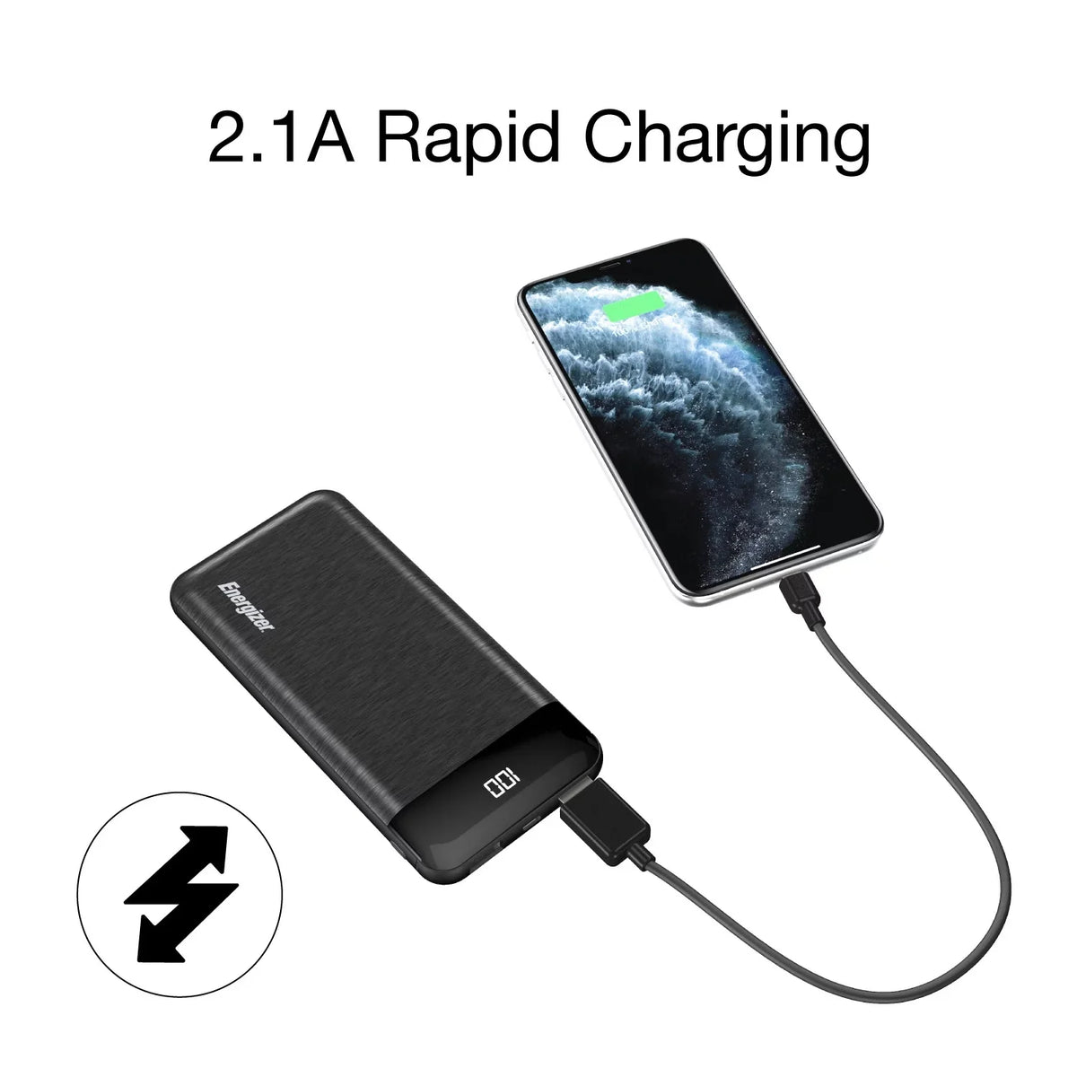 Black, Energizer UE20058 20,000 Power Bank, mAh Max