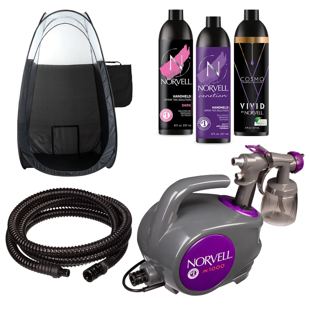Tan Tanning Machine with Tent Solution Spray Naked and Sun M1000 Norvell