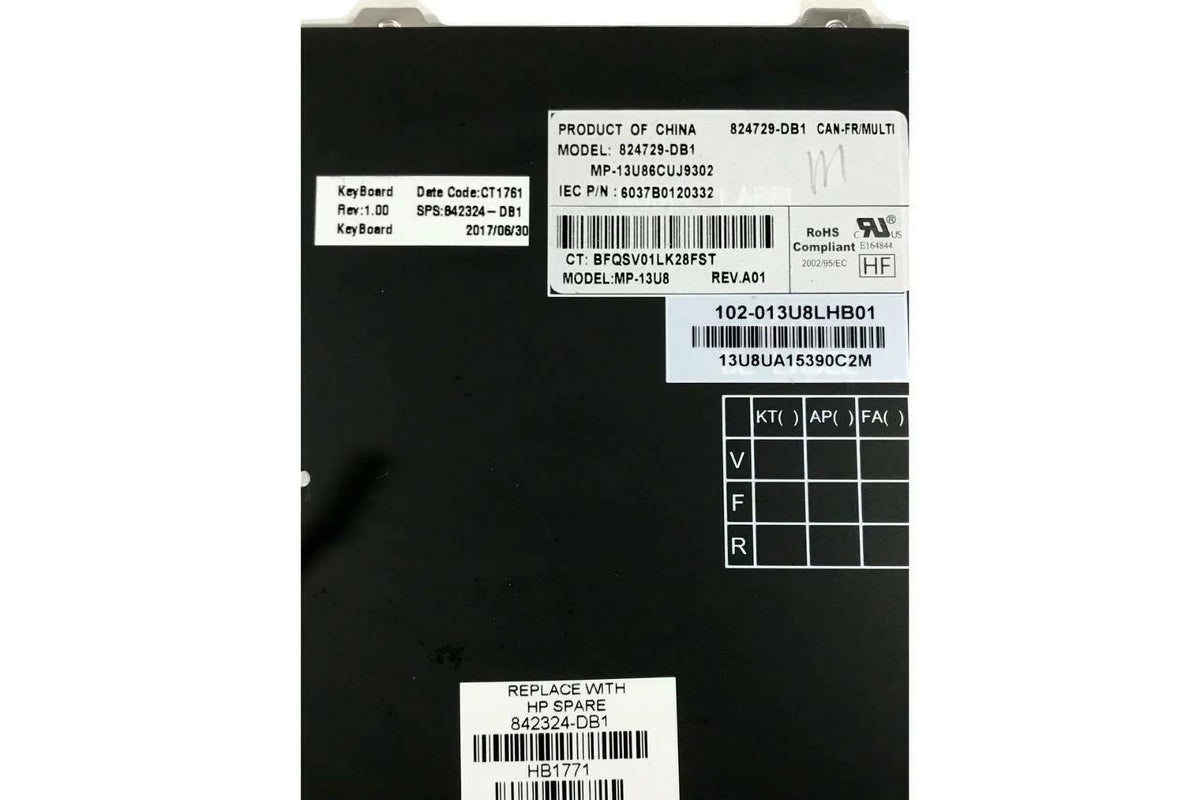Silver Grade 1020 804214-001 - Like HP G1 New Backlit Folio Laptop Pre-Owned Keyboard A EliteBook