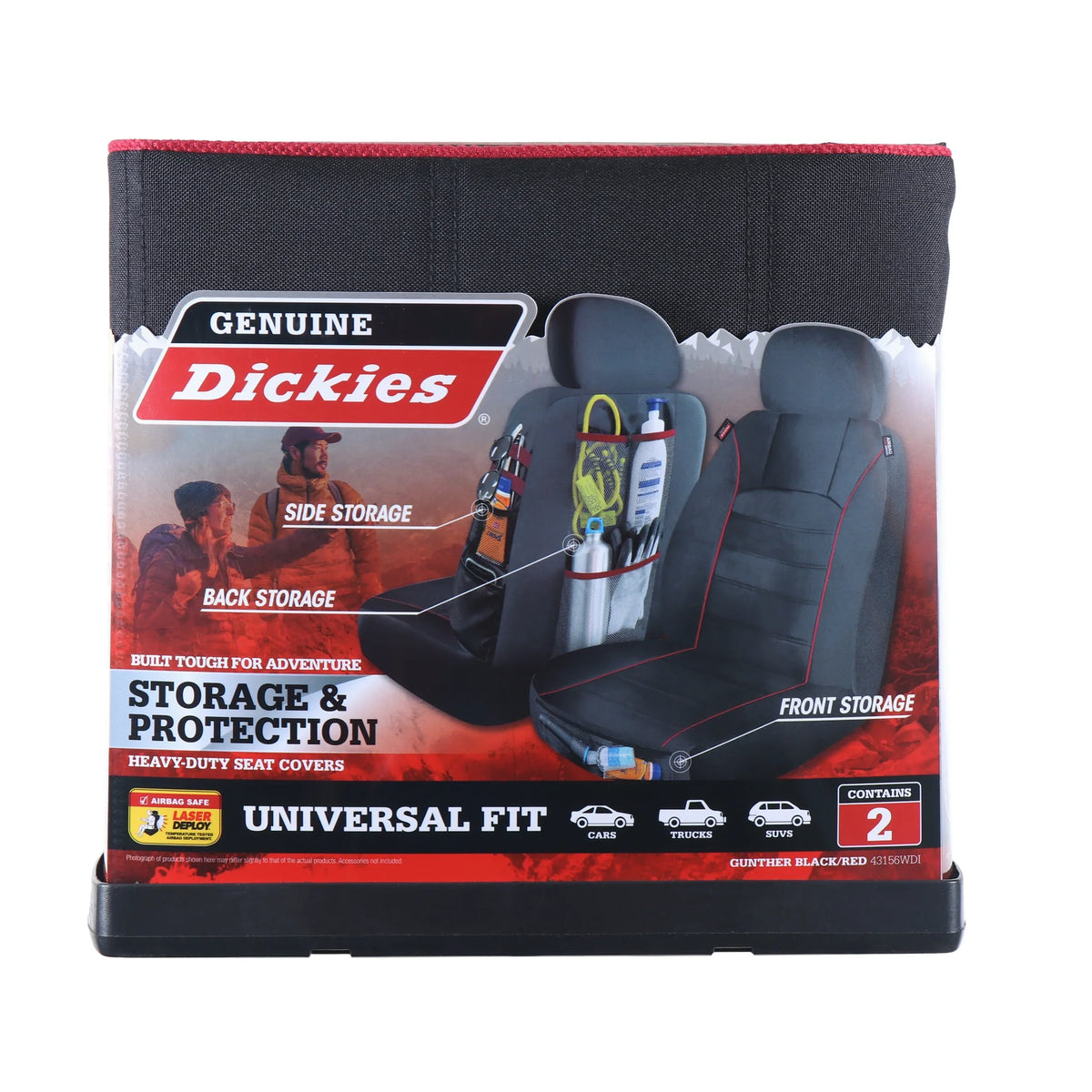2 43156WDI and Seat Universal Piece Red, with Covers Black - Dickies Genuine Storage Car Front