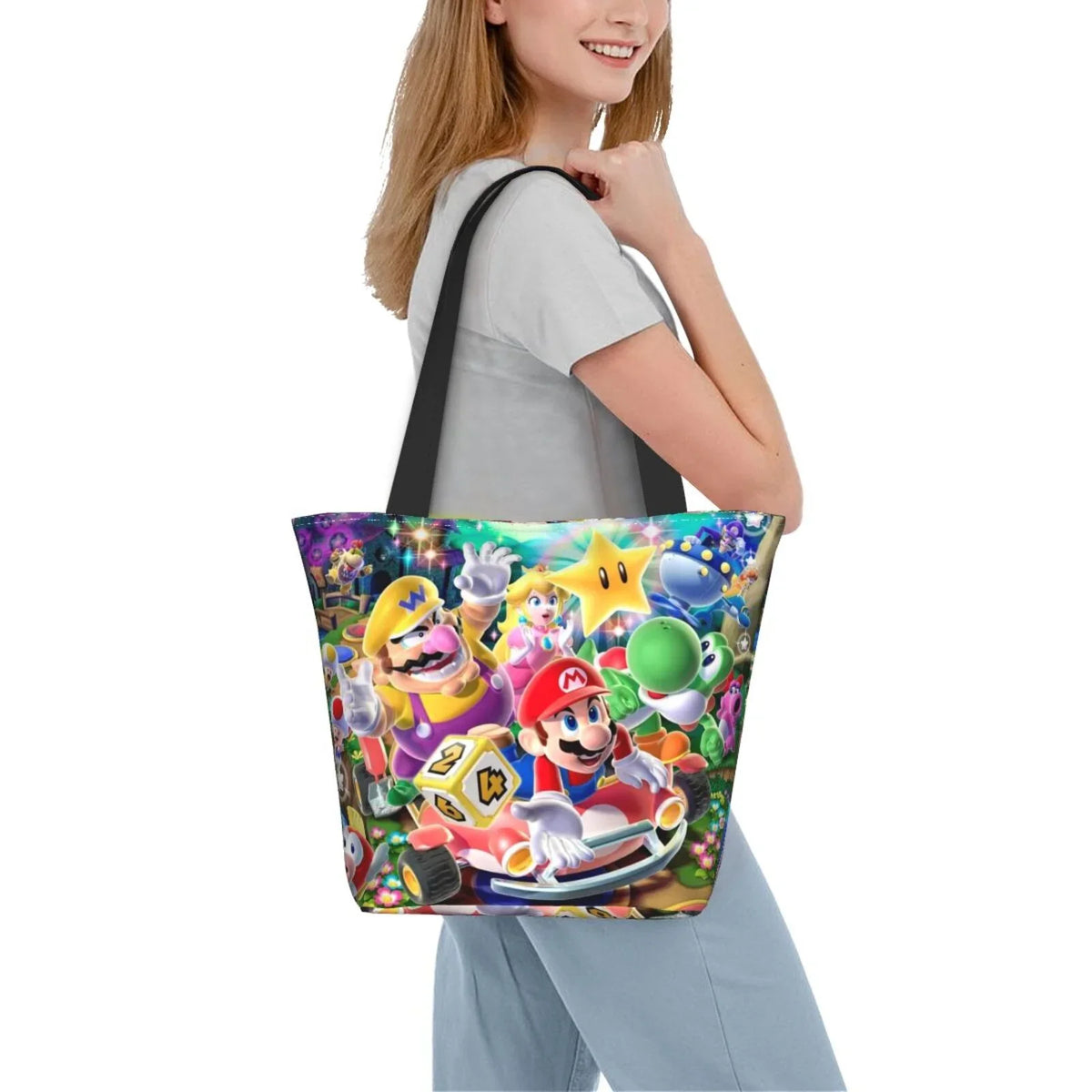 Mario Shoulder Travel Bag Large Beach Capacity Shopping Women's Tote Super Poster For Business Handbag Work School