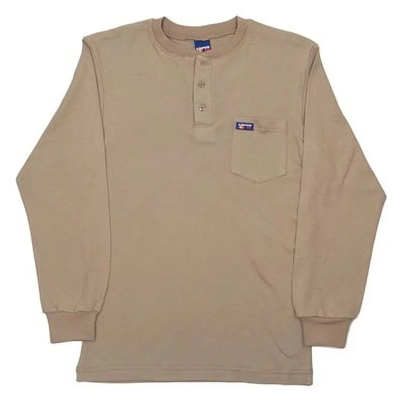8.9 Long Lapco Shirt, FR Flame-Resistant (1 Henley Sleeve Cal Khaki, Unit) 2X-Large FR