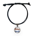 Amusement Facilities Park Black Outline Bracelet Rope Wristband Jewelry Leather