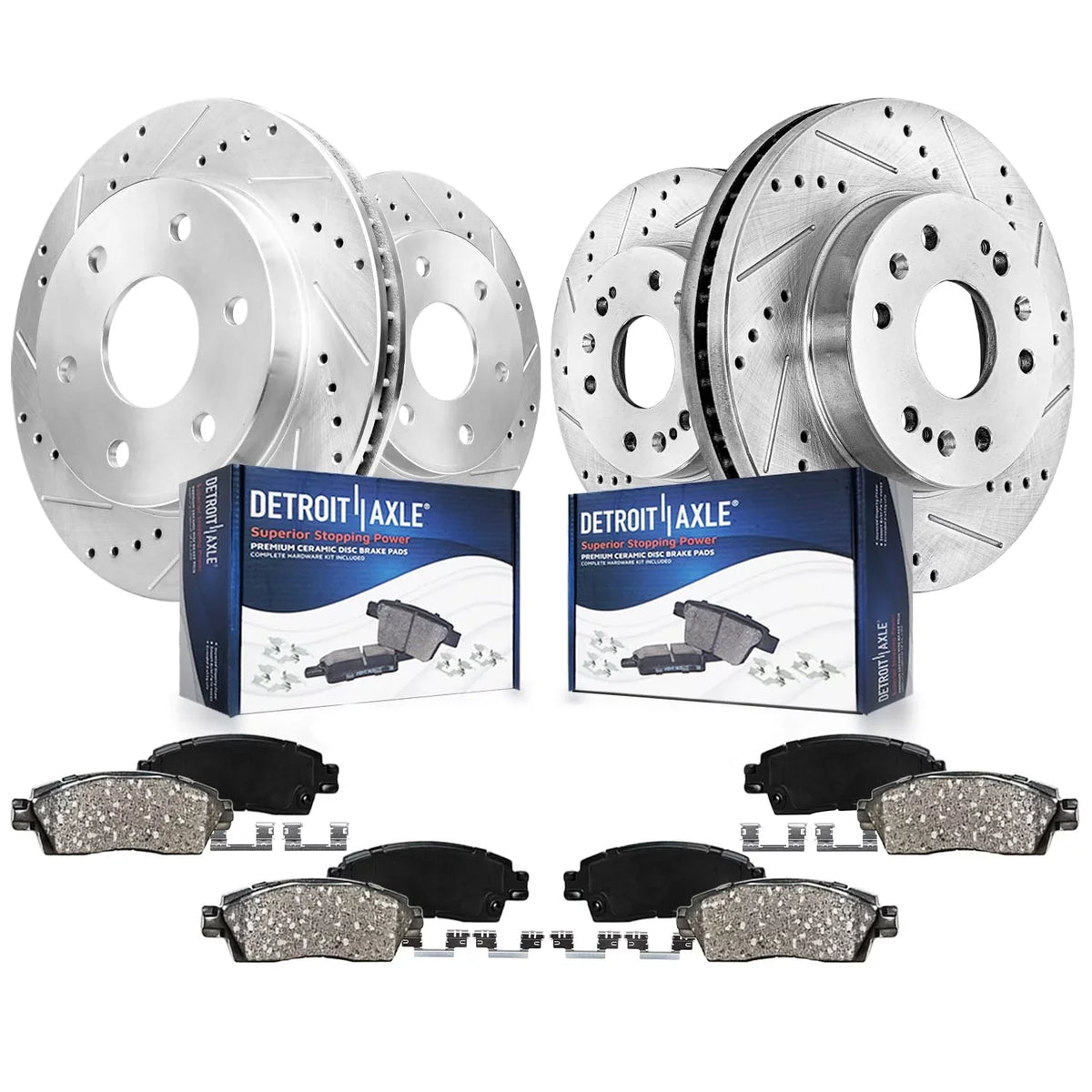 Sierra Tahoe ESV Escalade Rear XL Suburban Drilled & Chevy Replacement Brake 1500 Ceramic Rotors - Brake Axle Detroit Silverado Front Slotted Kit Brakes Pads Yukon for and