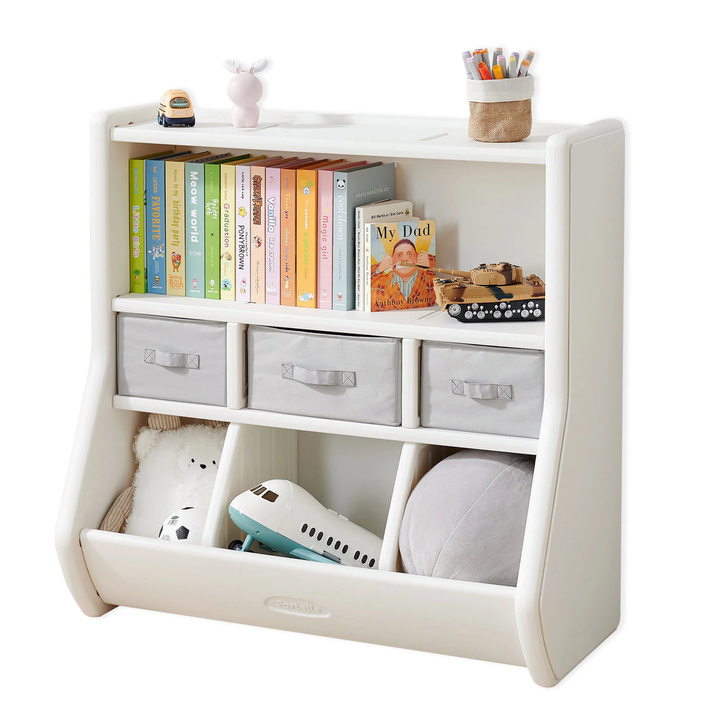 Toy and of Removable HDPE, Large 3 Kids with The Toy Box Fortella, Montessori Modern and by and BPA Bookshelf, 3 Cabinet for Formaldehyde Drawers, Safe Shelf, Storage Bins, Display FREE Made Organizer