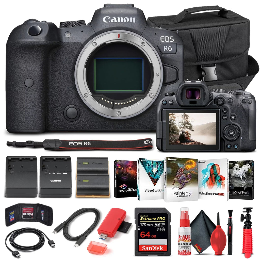 Bundle 4082C002 R6 Canon EOS Camera Body Mirrorless Only Basic -