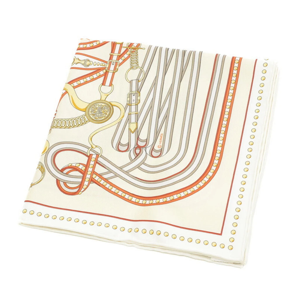 Cream Orange New) White (Like Carre 45 Grand Hermes Gavroche Pre-Owned Scarf Tralala